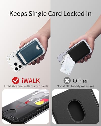 iWALK Stronger Magnetic Wallet, Upgraded for MagSafe Wallet, RFID Blocking, 5 Card Holder with Adjustable Stand, Slim Leather Phone Wallets for iPhone 16/15/14/13/12 Series, iPhone Wallets Navy Blue - color: Navy Blue