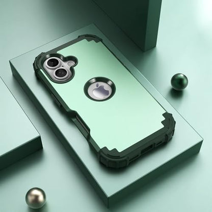 IDweel for iPhone 17 Case with Screen Protector for Men, 3 in 1 Shockproof Slim Fit Hybrid Heavy Duty Hard PC Cover Soft Silicone Bumper Full Body Anti-Fingerprint Case, Mint Green - color: Mint Green