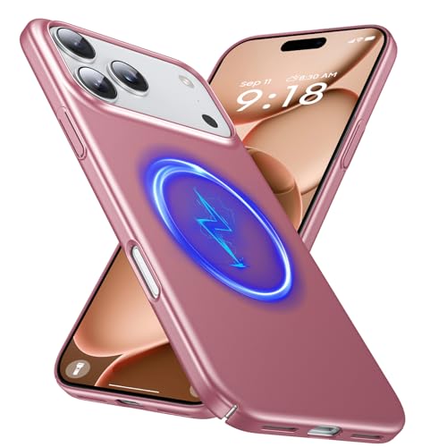 GRECAZO Magnetic Ultra Thin Frosted Designed for iPhone 17 Pro Max Phone Case 6.9 inch(2025) Slim Minimalist Lightweight Matte Hard PC Compatible with MagSafe Cover Protective Bumper Case-Dawn Pink - color: Dawn Pink, size: iPhone 17 Pro Max