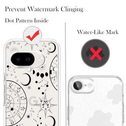 Unov for Pixel 10a Case, Clear with Design, Slim Fit Good Grip, Embossed Phone Case, Shockproof Protective Cover, Raised Camera Protection, Soft TPU, Zodiac Galaxy - color: Zodiac Galaxy
