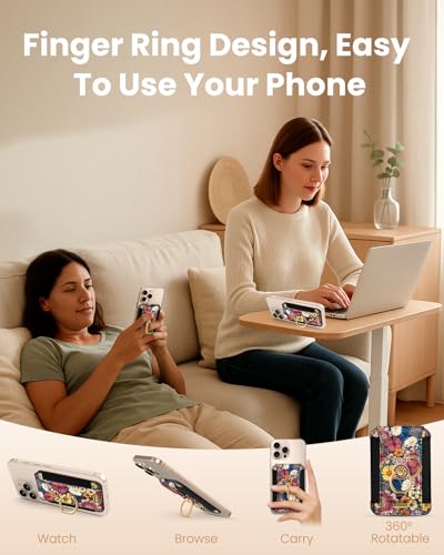 Shorogyt Compatible with Magsafe Wallet with Grip, Purple Flower - color: Purple Flower