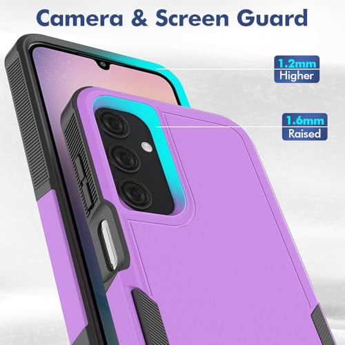 MDCN for Galaxy A25 5G Case: Dual Layer Protective Heavy Duty Cell Phone Cover Shockproof Rugged with HD Screen Protector - Military Protection Bumper Tough - Galaxy A25 5G 2024, Purple - color: Purple (PC) + Black (TPU)