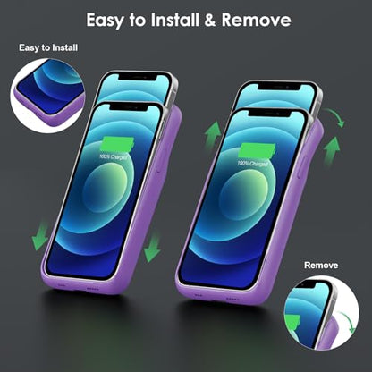 Battery Case for iPhone 12/12 Pro,[2025 Upgraded] 10800mAh Ultra-Slim Portable Extended Charger Case Cover for iPhone 12/12 Pro Charging Case (6.1 Inch)-Purple - color: Purple