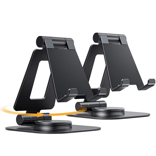 Nulaxy 2-Pack 360° Rotating Dual Adjustable Phone Stand, Charging-Friendly - color: A-Black
