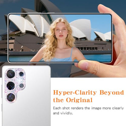 Bling Diamond Camera Lens Protector Compatible with Samsung Galaxy S25 Ultra, Metal Glitter Gem Camera Cover，9H Tempered Glass lens full Screen Sparkle Rhinestone Protector - color: for Galaxy S25 Ultra