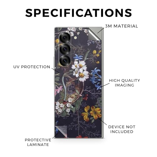 Phone Skin Compatible with Samsung Galaxy Z Fold 6 - Midnight Blossom - Premium 3M Vinyl Protective Wrap Decal Cover - Easy to Apply | Crafted in The USA by MightySkins - color: Midnight Blossom, style: Matte Finish