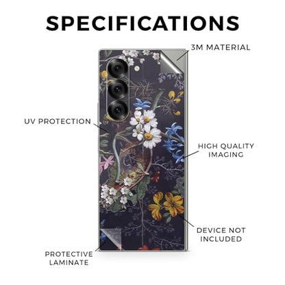 Phone Skin Compatible with Samsung Galaxy Z Fold 6 - Midnight Blossom - Premium 3M Vinyl Protective Wrap Decal Cover - Easy to Apply | Crafted in The USA by MightySkins - color: Midnight Blossom, style: Matte Finish