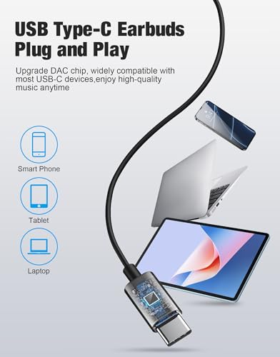 Wired Earbuds USB C for Samsung S26/S25/S24, USBC Headphones Wired Ear Buds - color: USB C-Black