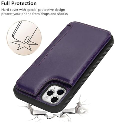 iCoverCase Compatible with iPhone 11 Pro Phone Case with Card Holder, Wallet Case for Women Men RFID Blocking PU Leather Protective Case 5.8 Inch (Dark Purple) - color: Dark Purple