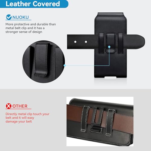 nuoku Phone Holster for Men Belt with Card Holder for iPhone Air 17/16/15/14/13/12/11 Pro Max, Cell Phone Belt Holder for Men Compatible with Samsung Galaxy S25, S24, S23 A54 A53 A52 (Black) - color: Black