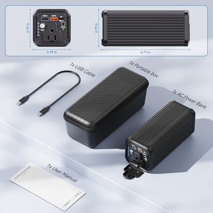 Power Bank with 100W AC Outlet, 27000mAh (98Wh) Portable Laptop Charger, 65W USB-C PD Fast Charging Battery, Wireless Charging Portable Power Supply for Travel, Camping, Road Trip & Emergency Backup