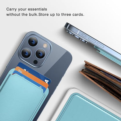 Miracase Magnetic Wallet, Compatible with MagSafe Wallet, 3-Card Holder, for iPhone 15/14/13/12 Series，Light Blue - color: C-Light Blue, style: Basic Wallet