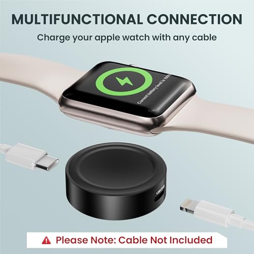 RUXELY Magnetic Charger 5W for Apple Watch 12,USB C iWatch Charger Adapter - color: Black