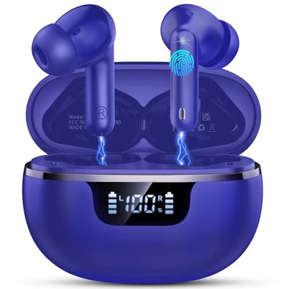 Wireless Earbuds, Bluetooth 5.4 Headphones 50H Playtime Ear Buds Earphones - color: Blue