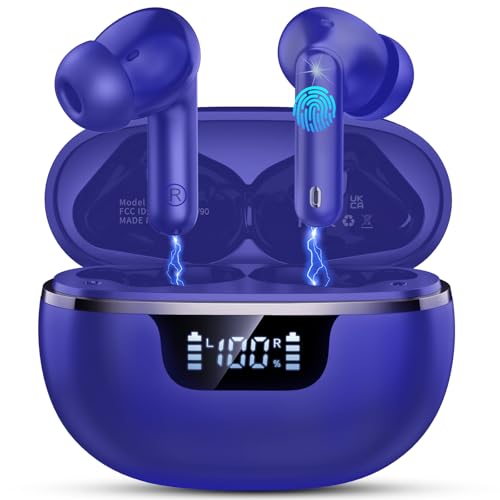 Wireless Earbuds, Bluetooth 5.4 Headphones 50H Playtime Ear Buds Earphones - color: Blue