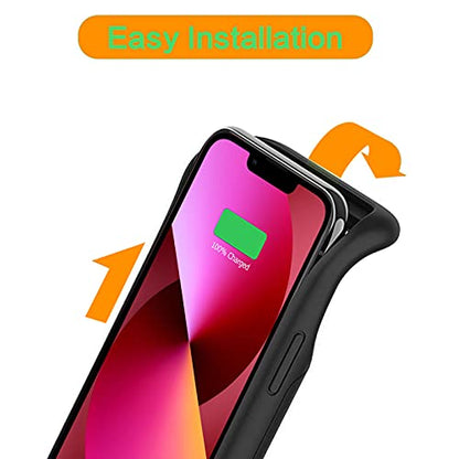 Battery Case for iPhone 13 Mini, Enhanced 6500mAh Ultra Thin Portable Protective Power Smart Charging Case Compatible with iPhone 13 Mini (5.4 inch) Rechargeable Extended Battery Charger Case (Black) - color: Black