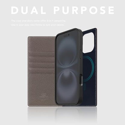SLG D8 Full Grain Leather Wallet Case for iPhone 16 - [2-in-1] Handcrafted Detachable Diary Style with Magnetic MagSafe Back Cover, Gift Box Included (Etoffe Cream) - color: [D8 Full Grain] Etoffe Cream, size: iPhone 16