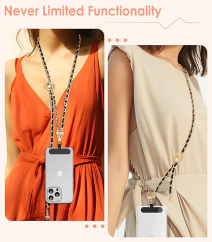 MoKo Phone Lanyard, Adjustable Metal Cell Phone Chain Crossbody Strap - color: Black