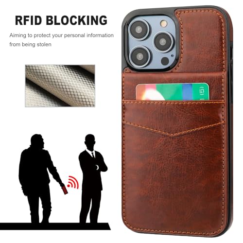 KIHUWEY for iPhone 14 Pro Max Wallet Case Card Holder for MagSafe, Brown | Wireless Charging, RFID, Flip PU Leather, Magnetic Clasp, Kickstand, Heavy Duty Protective Cover - color: Magsafe for Brown