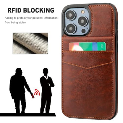 KIHUWEY for iPhone 14 Pro Max Wallet Case Card Holder for MagSafe, Brown | Wireless Charging, RFID, Flip PU Leather, Magnetic Clasp, Kickstand, Heavy Duty Protective Cover - color: Magsafe for Brown
