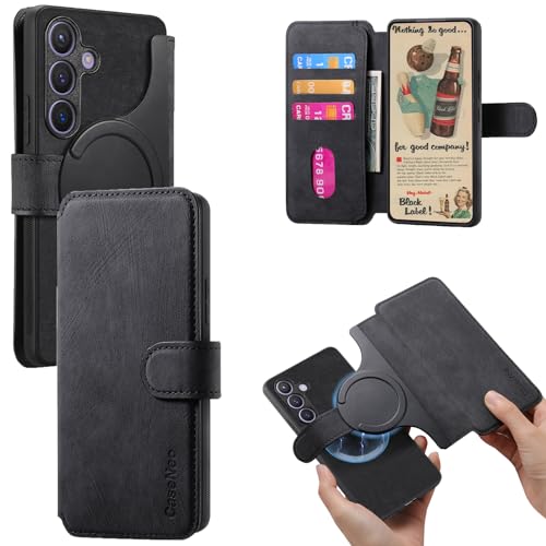 2 in 1 Detachable Wallet Case for Samsung Galaxy S24 5G CMG Black | PU Leather Magnetic Flip Folio Case with RFID Blocking Card Holder, Credit Card Slots Kickstand, Shockproof Protective Cover - color: Black, size: Samsung Galaxy S24