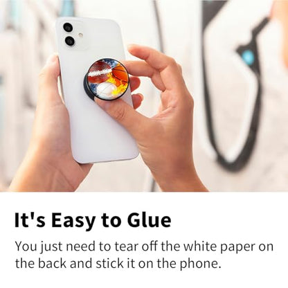2 Pack Cell Phone Grip with Expanding Kickstand, Basketball Baseball Rugby - color: Basketball Baseball Rugby