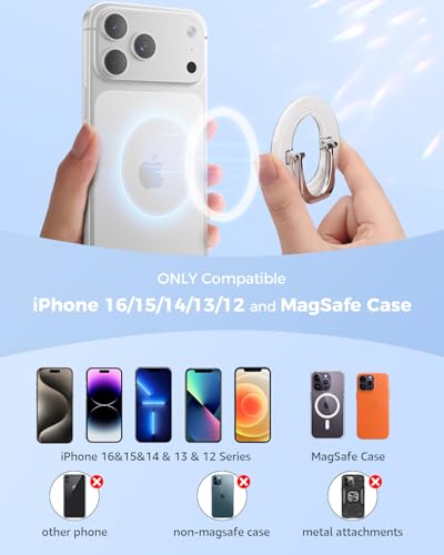 SUPERONE for MagSafe Phone Grip, Adjustable Magnetic Phone Ring Holder - color: 1 Pc White
