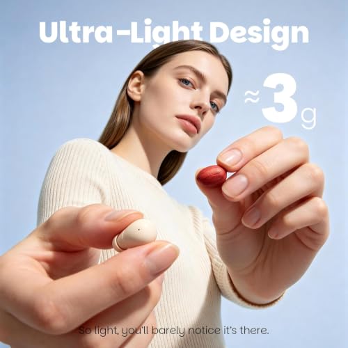 Yihou Small Mini Invisible Earbuds Wireless Bluetooth Hidden Headphones Discreet Tiny Earbuds for Work Smallest Low Profile Micro Sleep Earbud Invisible Ear Buds for Small Ear Canals Sleeping - color: Beige