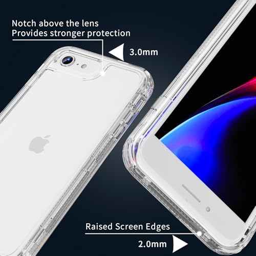 X-belmox Heavy Duty Clear Phone Case for iPhone SE 2022 (3rd Gen) with Screen Protector, 3 in 1 for iPhone SE 2020 Case Acrylic Hard Non-Yellowing, Shockproof Protective iPhone 7/8 Case 4.7" -Clear - color: Clear