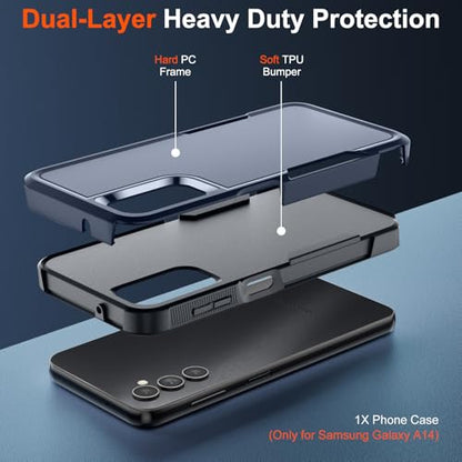 zapica Designed for Samsung Galaxy A14 5G Case, Deep Blue | Military Grade Drop Protection, Dual Layer Structure Design, Heavy Duty Shockproof Non-Slip Phone Cover - color: Deep Blue, size: Samsung Galaxy A14 5G 6.6''