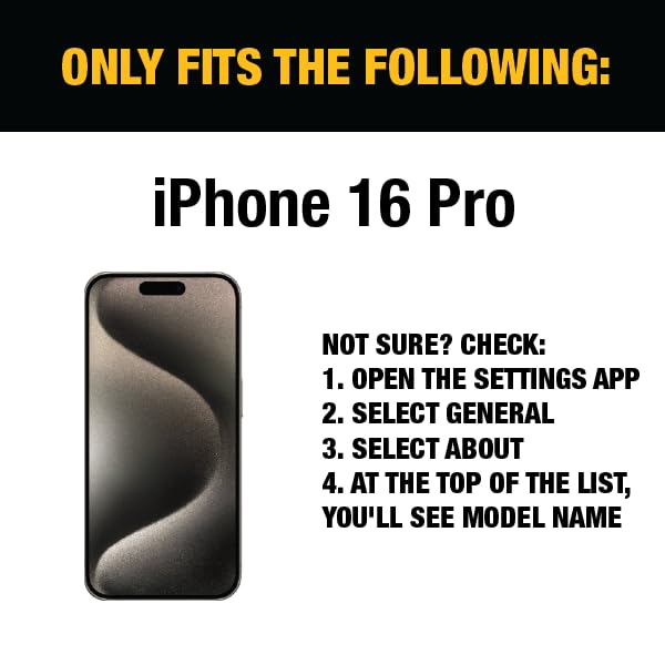 DEWALT Glass Screen Protector for iPhone — Apple Compatible Tempered Glass Screen Protector — Easy Install Screen Protection for iPhone — Applicator Included — 2-Pack (iPhone 16 Pro) - size: iPhone 16 Pro