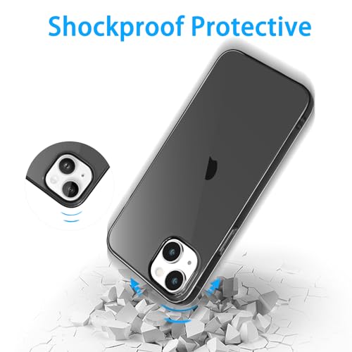 JJGoo Compatible with iPhone 14 Case Clear, Soft Shockproof Protective Slim Thin Phone Bumper Cover Transparent Phone Case, Translucent Black - color: Black