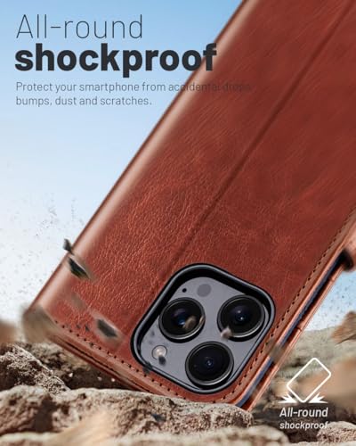 OCASE Compatible with iPhone 16 Pro Wallet Case, PU Leather Flip Folio Case with Card Holders RFID Blocking Kickstand [Shockproof TPU Inner Shell] Phone Cover 6.3 Inch 2024, Dark Brown - color: Dark Brown