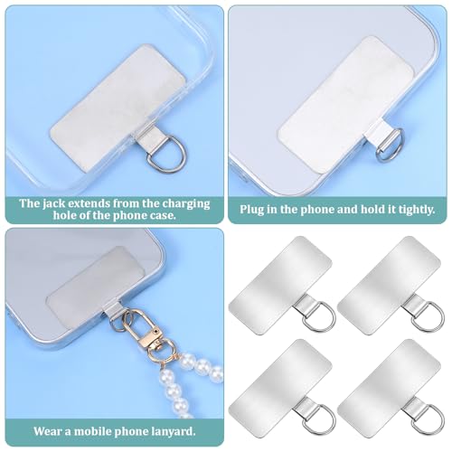 20 Pcs Stainless Steel Phone Lanyard Tab Phone Tether Tab Universal Metal Cellphone Lanyard Patch Ultra Thin Cellphone Case Insert for Most Smartphone Cases