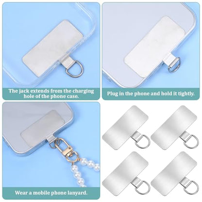 20 Pcs Stainless Steel Phone Lanyard Tab Phone Tether Tab Universal Metal Cellphone Lanyard Patch Ultra Thin Cellphone Case Insert for Most Smartphone Cases