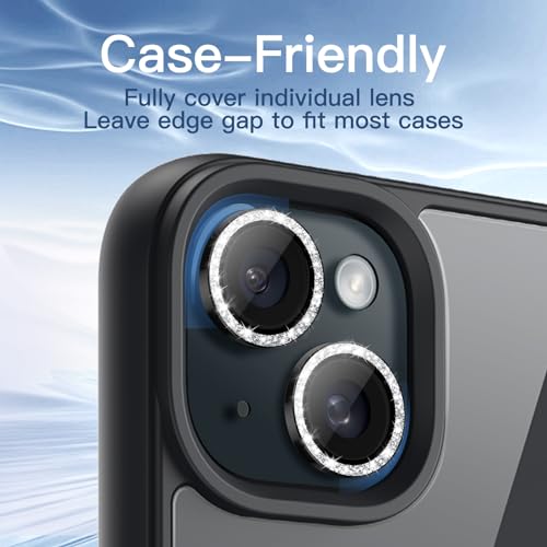 JETech Camera Lens Protector for iPhone 15/15 Plus, Black, 1 Set - color: Black