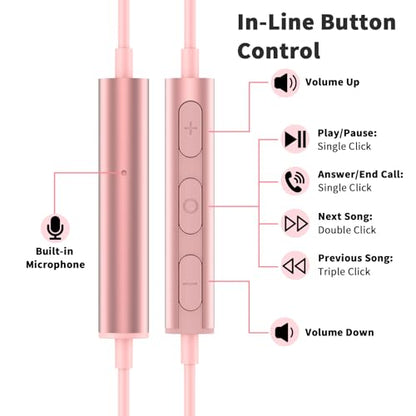USB C Headphones Wired Earbuds for iPhone 18 Pro Max 17 16 15,Pink - color: Pink