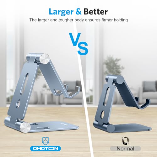 OMOTON Foldable Cell Phone Stand, C4 Portable Aluminum Phone Holder - color: Light Blue