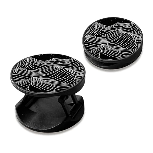 2 Pack Cell Phone Grip with Expanding Kickstand, White Mountain Range - color: Black White Mountain Range