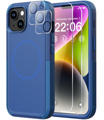 Diverbox for iPhone 14 Case [Compatible with MagSafe] [with Screen Protector ] [Shockproof] [Dropproof] Heavy Duty Protection Phone Case for Apple i Phone 14 (Blue) - color: Blue, size: iPhone 14