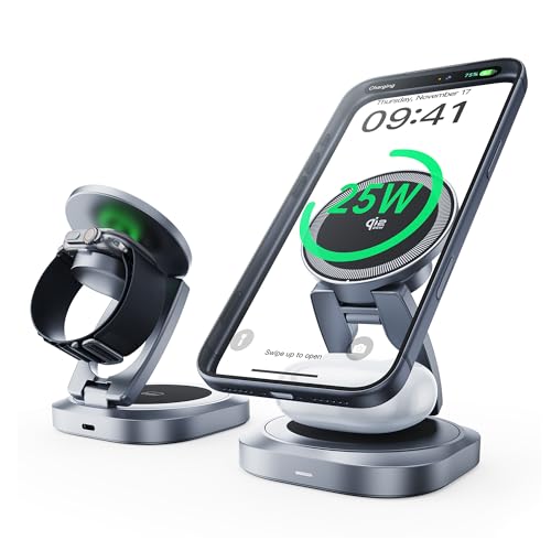 REWONDER 3-in-1 Qi2.2 25W Fast Wireless Charging Station for iPhone - color: Black