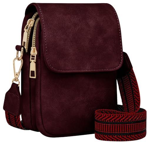 Fashion Small Crossbody Bags for Women Trendy Designer Cell Phone Purses | Adjustable Straps,with Card Holder,Detachable Wristlet Strap,small Cross Body Bag for Woman,Mini Bags,Travel Purse,Work,Gym - color: Red