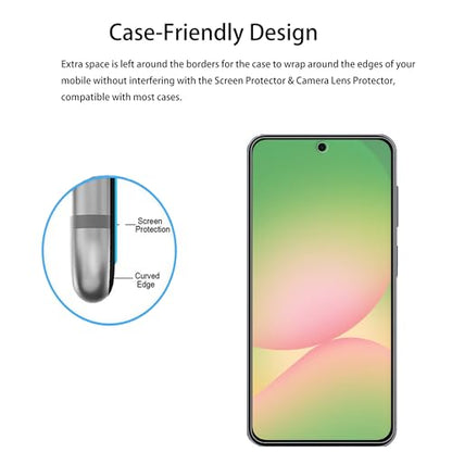 [2+2 Pack Tempered Glass Film For Samsung Galaxy A56 5G Screen Protector 2-Pack with Camera Lens Protector 2-Pack