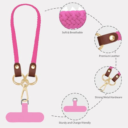 Hovmwey Stretchy Phone Lanyard Tether, 2 Pack Phone Leash Anti-theft Phone Strap for Anti-drop Outdoor Hiking Cycling Climbing Universal for Most Cell Phones, Pink - color: Pink