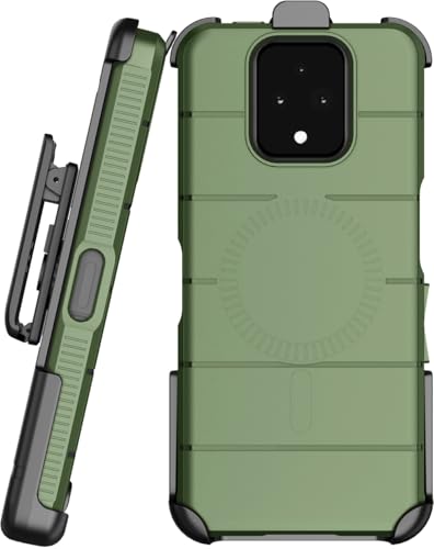 Case and Holster Combo for Sonim XP Pro 5G Phone - Olive Green | Compatible with MagSafe, Magnetic, Rugged Cover, Enhanced Grip, with Belt Clip Holder, Ratchet Rotation - color: Green
