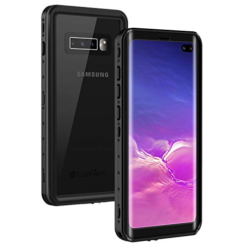 Lanhiem for Samsung Galaxy S10+ Plus Case, IP68 Waterproof Dustproof Case with Built-in Screen Protector, Rugged Full Body Shockproof Protective Cover for Galaxy S10 Plus (Black/Clear)