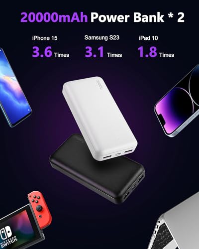 Miady 4-Pack Bulk 5000mAh + 20000mAh Portable Chargers