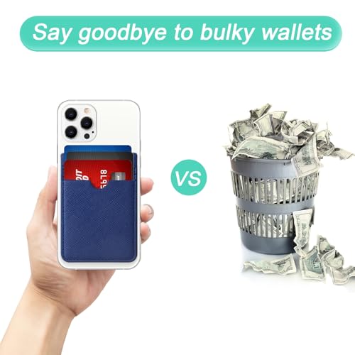 Weewooday 6 Pcs 6 Pcs Stick on Phone Card Holder Wallet, Solid, Fresh Color - color: Fresh Color
