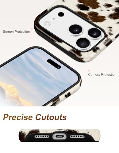 Jusy Magnetic Brown Animal Phone Case for iPhone 17 Pro Max,Cow | Compatible with MagSafe, Cute Aesthetic Cow Design, TPU and PC Protective Shockproof Cover - color: Cow