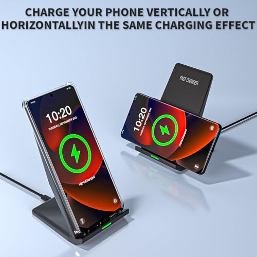 Wireless Charger Station,15W Desk Wireless Charging Stand 20W USB C Adapter for Apple iPhone 17 Pro/17/17/Air/16 Pro/16E/16 Plus/15/14/13,Samsung Galaxy S25/S24/S23/S22/Z Flip Fold/Note 20,Google etc - color: Black